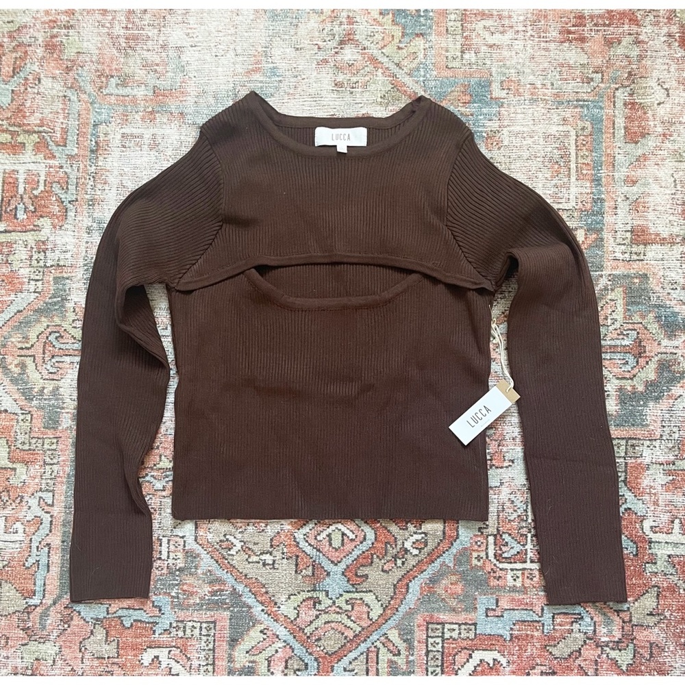 Vici Crop Knit Cut Out Sweater